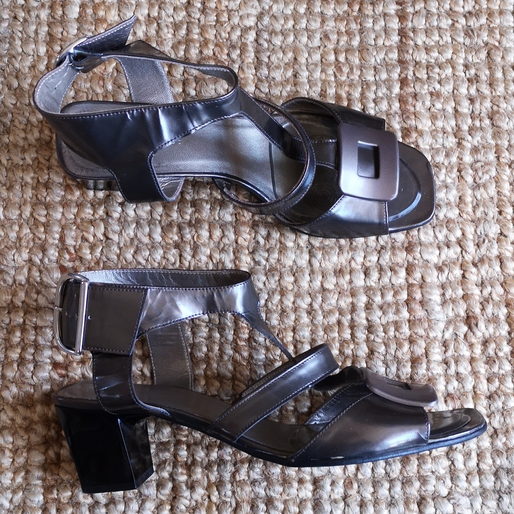 France Mode leather heeled sandals